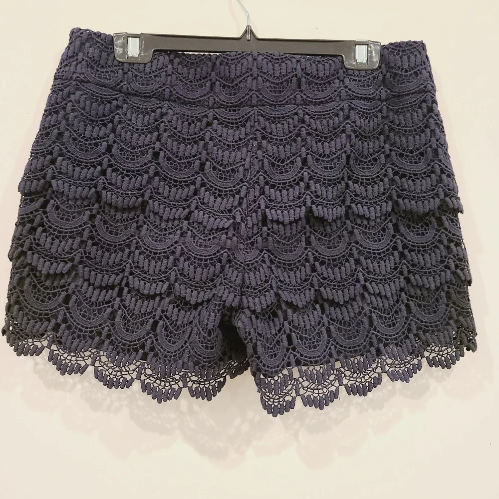 Loft Navy Lace Tiered Riveria Shorts